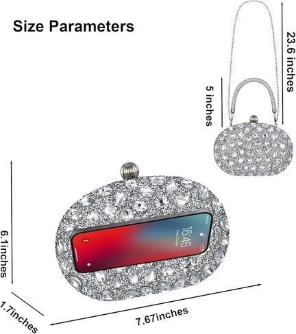 Sparkling Rhinestone Evening Bag for Women, Elegant Clutch and Crossbody Purse, Dimond Purse Handbag in Saudi Arabia