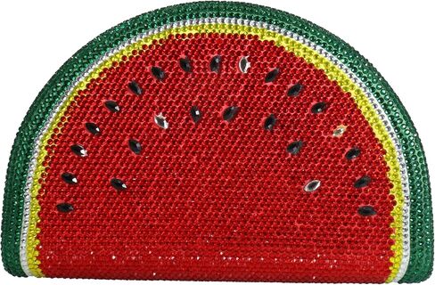 Women Cute Watermelon Rhinestone Evening Bag with Chain Glitter Fruit Crystal Clutch Purse for Party Cocktail Prom in Saudi Arabia
