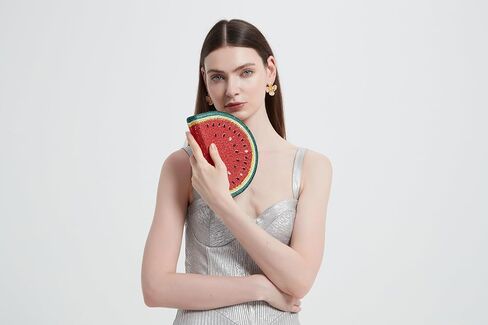 Women Cute Watermelon Rhinestone Evening Bag with Chain Glitter Fruit Crystal Clutch Purse for Party Cocktail Prom in Saudi Arabia