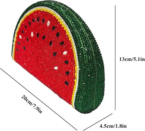 Women Cute Watermelon Rhinestone Evening Bag with Chain Glitter Fruit Crystal Clutch Purse for Party Cocktail Prom in Saudi Arabia