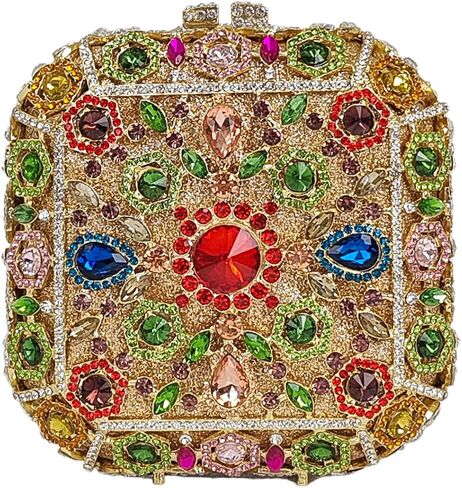 Octagonal Box Evening Bag Cute Crystal Clutch Glitter Women Rhinestone Handbags Party Purses Wedding Bag in Saudi Arabia
