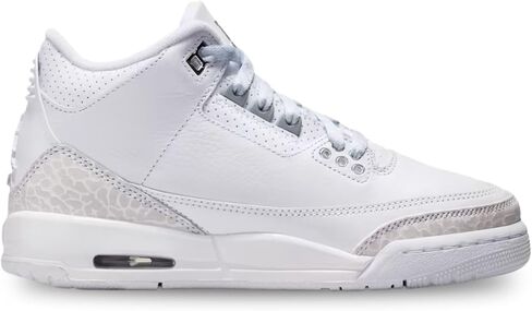 حذاء Air Jordan 3 Retro Big للأطفال باللون الأبيض/الأبيض الفضي المعدني in Saudi Arabia