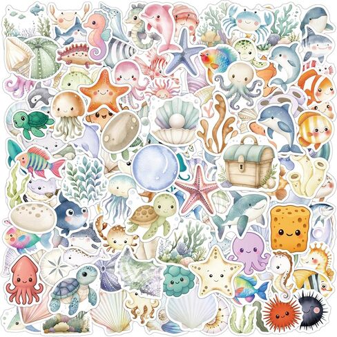 46 Pcs Sea Shell Starfish Seahorse Stickers for Scrapbooking Journaling Planner Laptop Junk Journal Collage Envelope Phone Case DIY Art Crafts Decoration, 23 Patterns in Saudi Arabia