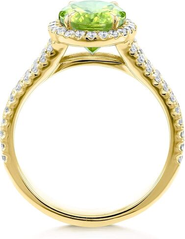Kobelli Oval Cut Green Peridot and Diamond Halo Split Shank Ring 3 Carats 14k Yellow Gold in Saudi Arabia