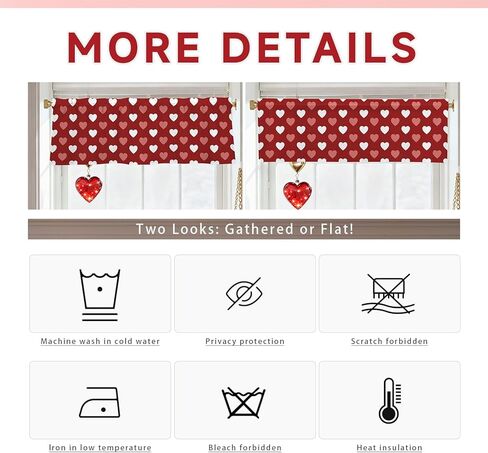 Valentines Day Hearts Valances for Windows 54x18 Inch red-Pink Heart Curtain Valance for Kitchen Bathroom Bedroom Living Room Decor in Kuwait