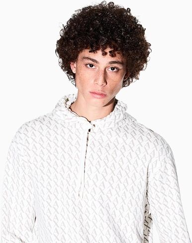 هودي رجالي من Armani Exchange مصنوع من قطن French Terry يحمل شعارًا بالكامل in Kuwait