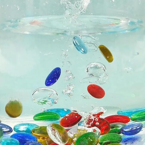 1Lb الخرز الزجاجي المسطح للمزهرية، الملونة متنوعة الشكل الحصى الرخام جوهرة الخرز لحوض السمك ديكور المنزل الحرفية in Kuwait