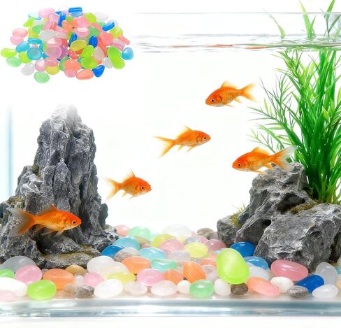150 Pcs Artificial Glow in The Dark Pebbles, Decorative Fish Tank Rocks Pebbles for Outdoor Indoor Garden Vase Plants Fish Tank Decorations Aquarium Decorations(Colorful) in Saudi Arabia