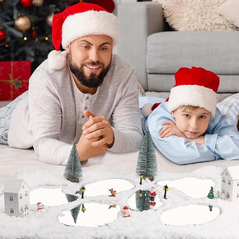 Wesiti 6 Pcs Large-Sized 9.8'' Christmas Village Mirror Lake Landscaping Accessories Miniature Christmas Village Lake Curved Ice Pond Ice Skating Pond Desktop Collectible Building Decoration for Xmas in Saudi Arabia