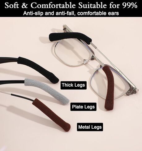 12Pcs Glasses Ear Cushion, Cotton Cushion for Glasses Behind Ear Soft Knitting Eyeglass Ears Grippers, Anti-Slip Eyeglass Arm Covers for Pain Relief, Black Brown Gray 6 Pairs in Saudi Arabia