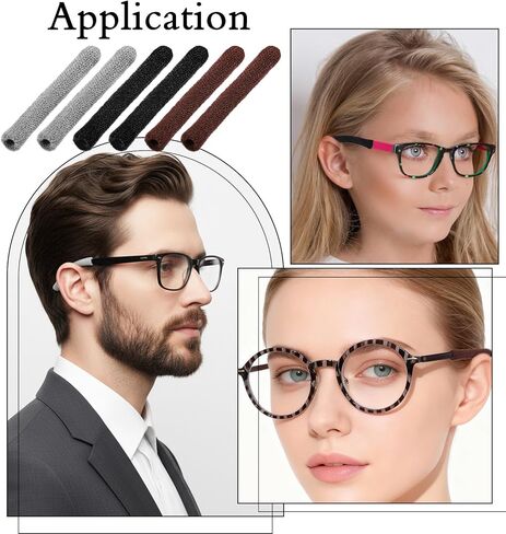 12Pcs Glasses Ear Cushion, Cotton Cushion for Glasses Behind Ear Soft Knitting Eyeglass Ears Grippers, Anti-Slip Eyeglass Arm Covers for Pain Relief, Black Brown Gray 6 Pairs in Saudi Arabia