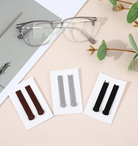 12Pcs Glasses Ear Cushion, Cotton Cushion for Glasses Behind Ear Soft Knitting Eyeglass Ears Grippers, Anti-Slip Eyeglass Arm Covers for Pain Relief, Black Brown Gray 6 Pairs in Saudi Arabia