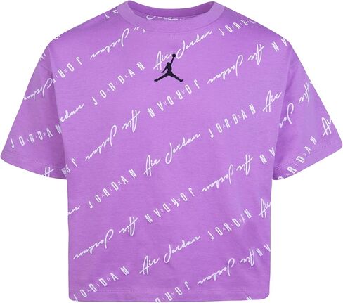 Jordan Girl's Essentials All Over Print Short Sleeve Tee (Little Kids/Big Kids) Rush Fuchsia XL (16 Big Kid) in Saudi Arabia