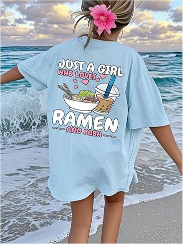 SweatyRocks Girl's Casual Graphic Tees Short Sleeve Summer Crewneck Cute T Shirts in Saudi Arabia