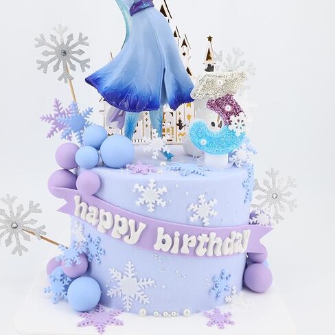 شموع عيد الميلاد، شموع أرقام عيد الميلاد ذات طابع فروزن، شموع عيد ميلاد ثلجية باللون الفضي والأرجواني والأزرق مع ندفة الثلج البيضاء، شمعة رقم 3.15 بوصة لتزيين بلاد العجائب الشتوية in Kuwait