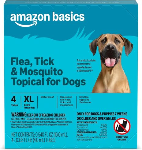 Amazon Basics Flea و Trick & Mosquito Topical Consure للكلاب X-Large (أكثر من 55 رطلاً) ، 6 عدد (Solimo سابقًا) in Saudi Arabia