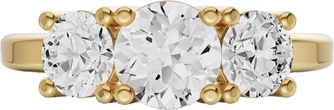 Diamond2Deal 14k Yellow or White Gold Lab Grown Diamond 3-Stone Engagement Wedding Ring (D-E Color, VS Clarity) (1/2 Ct to 4 Ct) in Saudi Arabia