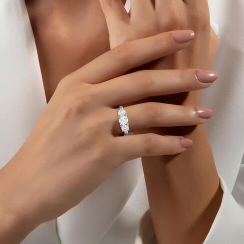 Diamond2Deal 14k Yellow or White Gold Lab Grown Diamond 3-Stone Engagement Wedding Ring (D-E Color, VS Clarity) (1/2 Ct to 4 Ct) in Saudi Arabia