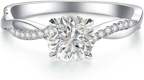 1 Carat Round Cut Moissanite Engagement Ring Moissanite Wedding Rings for Women 925 Sterling Silver in Saudi Arabia