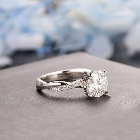 1 Carat Round Cut Moissanite Engagement Ring Moissanite Wedding Rings for Women 925 Sterling Silver in Saudi Arabia