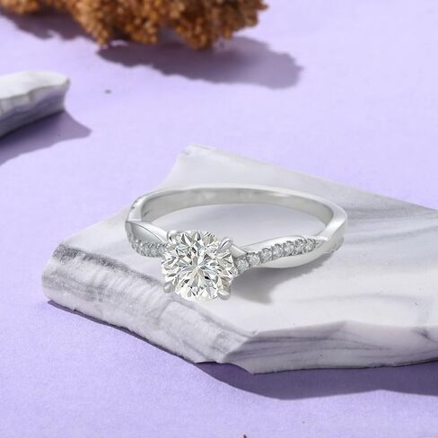 1 Carat Round Cut Moissanite Engagement Ring Moissanite Wedding Rings for Women 925 Sterling Silver in Saudi Arabia