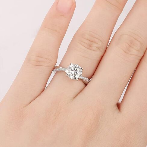 1 Carat Round Cut Moissanite Engagement Ring Moissanite Wedding Rings for Women 925 Sterling Silver in Saudi Arabia