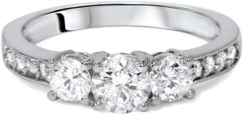 Pompeii 1ct Diamond 3 Three Stone Engagement Ring 10K White Gold in Saudi Arabia