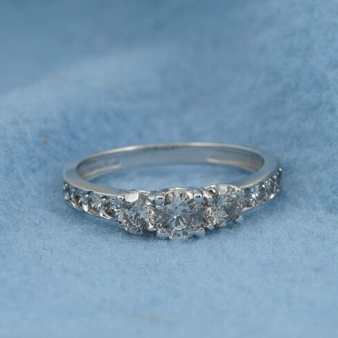 Pompeii 1ct Diamond 3 Three Stone Engagement Ring 10K White Gold in Saudi Arabia