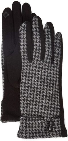 Houndstooth Touchscreen Gloves Stretchable, Cotton Blend (Black and Gray, 20) in Saudi Arabia