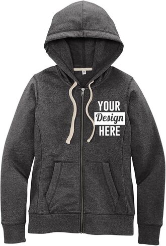 INK STITCH Women DT8103 Custom Logo Texts Embroidery Re-Fleece Full Zip Hoodies - Multicolors in Saudi Arabia