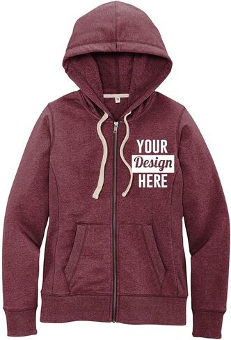 INK STITCH Women DT8103 Custom Logo Texts Embroidery Re-Fleece Full Zip Hoodies - Multicolors in Saudi Arabia