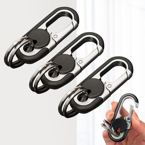 3-Piece Car Key Chain Set - Stainless Steel Keychains in Black Finish in Saudi Arabia