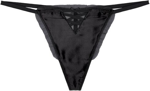 22 Momme 100% Mulberry Silk Thongs for Women, Luxury Shiny Silk Satin G-String Panties, Sexy Cheeky Lace T-back in Saudi Arabia