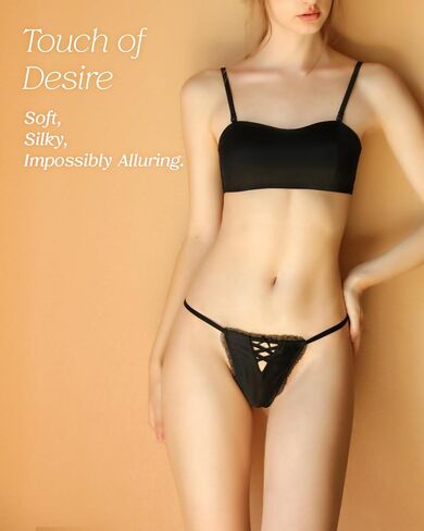 22 Momme 100% Mulberry Silk Thongs for Women, Luxury Shiny Silk Satin G-String Panties, Sexy Cheeky Lace T-back in Saudi Arabia
