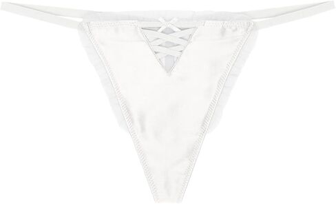 22 Momme 100% Mulberry Silk Thongs for Women, Luxury Shiny Silk Satin G-String Panties, Sexy Cheeky Lace T-back in Saudi Arabia