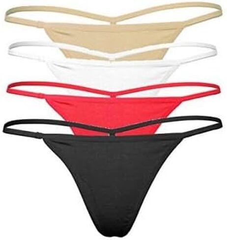 Cotton G-String Thongs for Women Breathable Thong Panties 4 Pack in Kuwait
