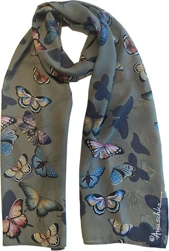 Anuschka Women's Original Printed Artwork Chiffon Scarf in Kuwait