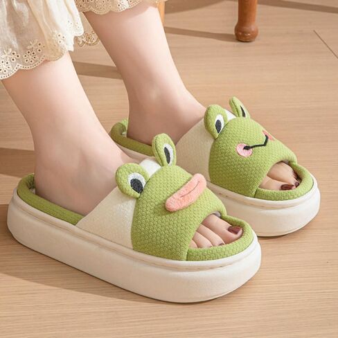 Frog Cute Animal Home Slippers Thickened Non-slip Sole Linen Open Toe for Men Women in Saudi Arabia