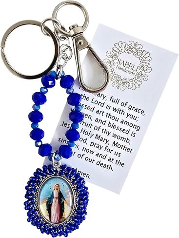 Sabeli Handmade Keychain Clip Holder - Catholic Rosary Bead Prayer - Religious Gifts Men Women - Llavero Catolico Regalo in Saudi Arabia