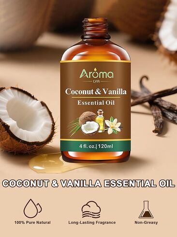 زيت جوز الهند والفانيليا العطري 4FL.Oz - زيوت أساسية للناشرين للمنزل والعلاج العطري - زيت الفانيليا للناشر والمرطب والزيوت المعطرة للصابون DIY وصناعة الشموع in Kuwait