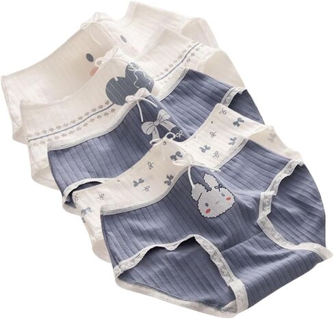 Women’s Underwear Cotton Panties Ruffled Lace Rabbit Print Animal Heart Plaid Cute Kawaii Bow Knot Japanese Underwear 5 Pack in Saudi Arabia