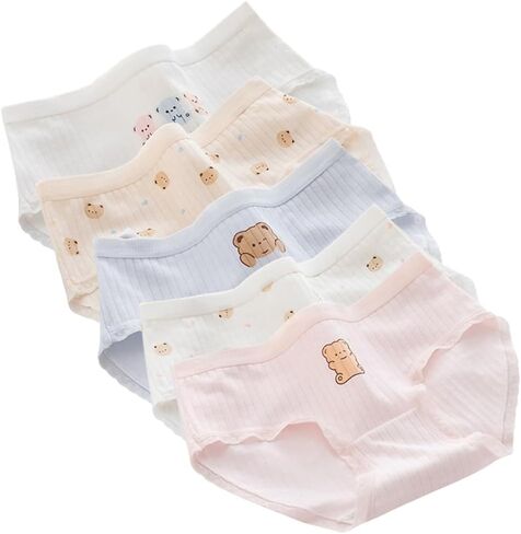 ملابس داخلية نسائية قطنية، ملابس داخلية يابانية من Happy Bear بعقدة على شكل فيونكة لطيفة كاواي، 5 قطع in Saudi Arabia