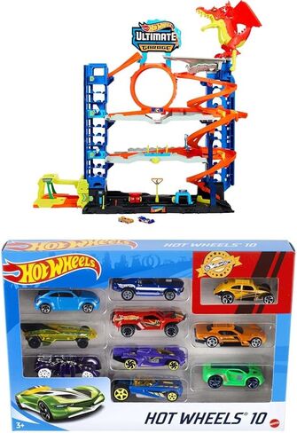 Hot Wheels City Ultimate Garage Track Set with 2 Die-Cast Toy Cars & Car-Eating Dragon, Stores 50+ Vehicles, 4 Levels in Saudi Arabia