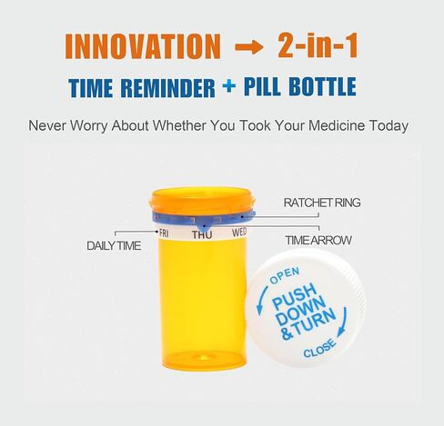 Smart Pill Bottle, Automatic Medication Reminder, Pill Organizer, 7 Day Weekly Tracker, Daily Medicine Dispenser, Child-Resistant Cap, Seniors Friendly in Saudi Arabia