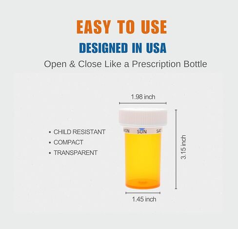 Smart Pill Bottle, Automatic Medication Reminder, Pill Organizer, 7 Day Weekly Tracker, Daily Medicine Dispenser, Child-Resistant Cap, Seniors Friendly in Saudi Arabia
