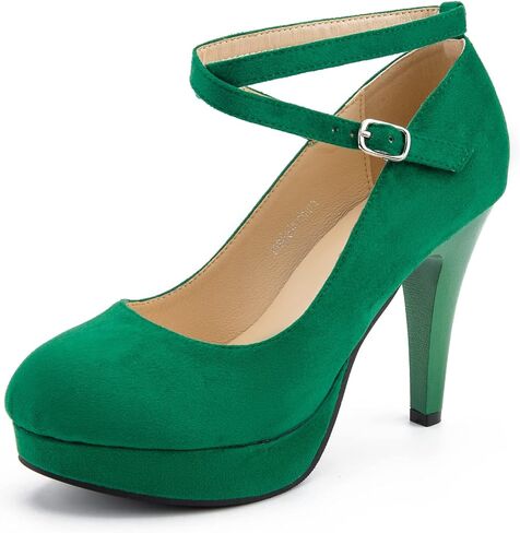 Women's Platform High Heels Closed Toe Pumps Strappy Cross Ankle Strap Shoes in Saudi Arabia