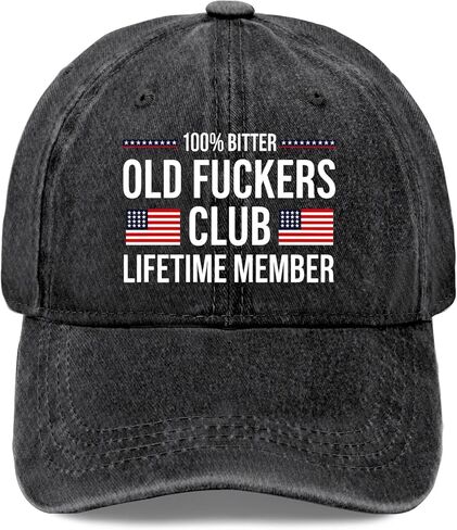 قبعة Old Fuckers Club 100 Bitter Lifetime Member للرجال ذات مظهر منخفض مغسولة in Kuwait