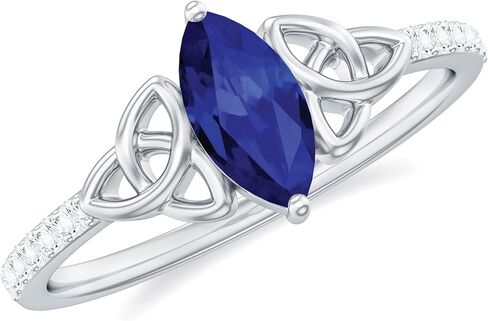 Certified Lab Grown Blue Sapphire Diamond Ring, Aaaa Quality, 4X8mm Marquise Blue Sapphire Promise Ring - Ready To Gift in Saudi Arabia