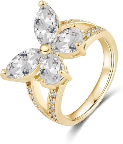 925 Sterling Silver Butterfly Rings for Women,Hypoallergenic 14K Gold Plated Chunky Band Rings With Cubic Zirconia Promise Ring for Her Jewelry Gifts in Saudi Arabia
