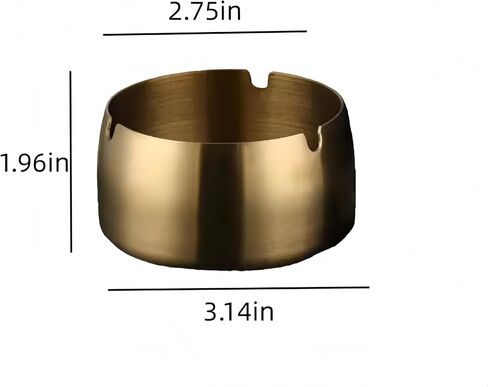 1PC Gold Ashtray With Windproof U-Groove Design Sleek Smooth Finish for Indoor Outdoor Patio Table Smoking Bar Office Use, Gold in Saudi Arabia